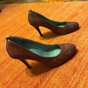 Hay Brown Patterned Staccato Heels